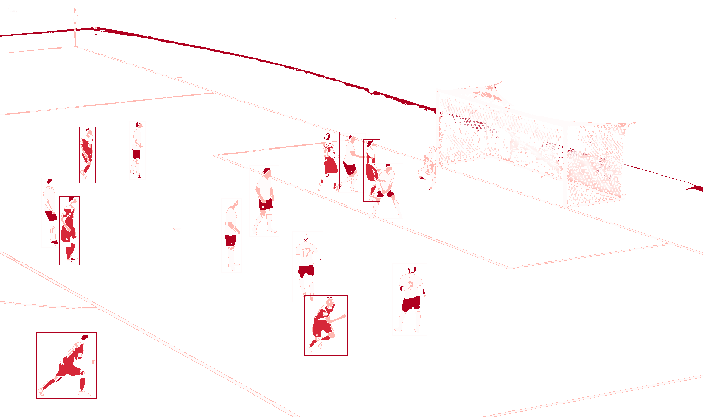 voetbalspelers met bounding boxes